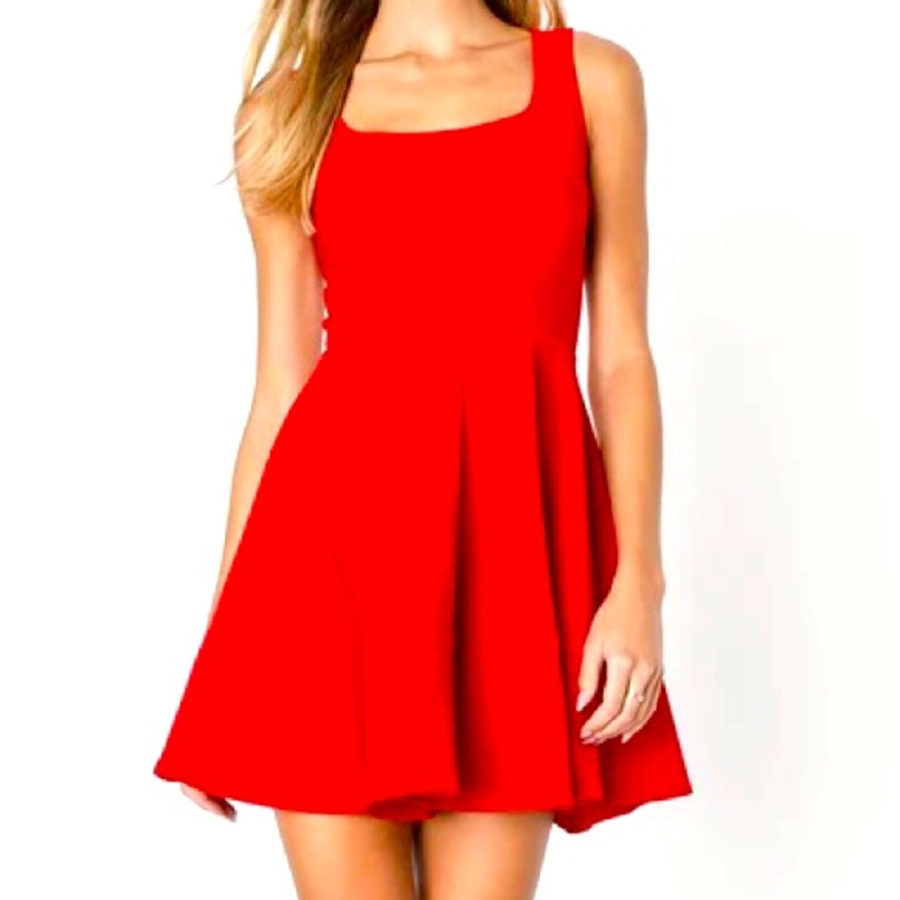 Red Sleeveless Skater Dress